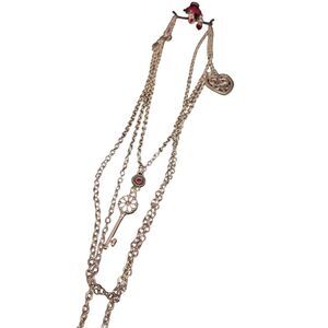 Vintage-Inspired Multi-Strand Necklace‎ with Charms and Tassel Pendant R-66